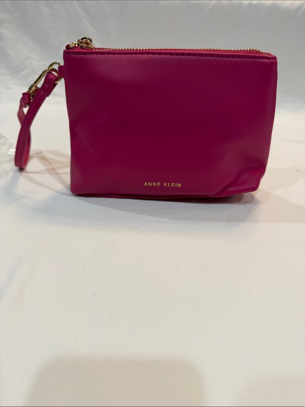 Anne Klein Fuchsia Zip Wristlet with Gold Hardware